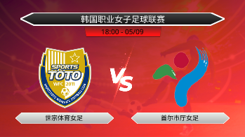 韩国职业女子足球联赛 世宗体育女足 VS 首尔市厅女足