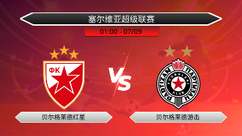 塞尔维亚超级联赛 贝尔格莱德红星 VS 贝尔格莱德游击